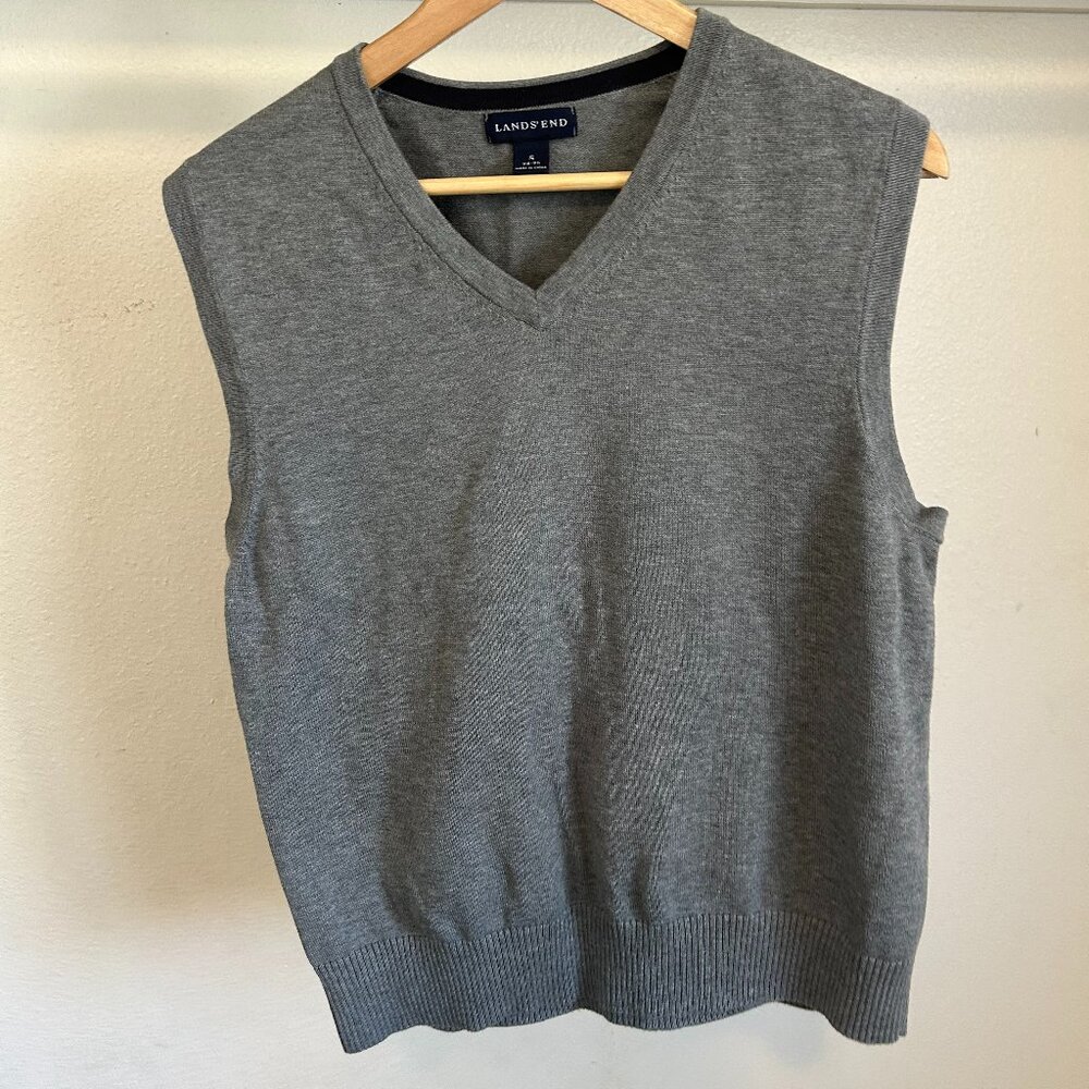 Lands' End Gray Sweater Vest